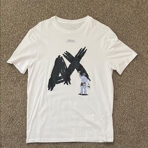 Armani Exchange White Tee with Artistic Black Design